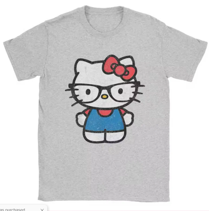 Hello Kitty Glasses Tee Grey