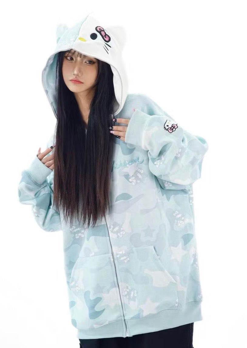 Hello Kitty Blue Camouflage Hoodie