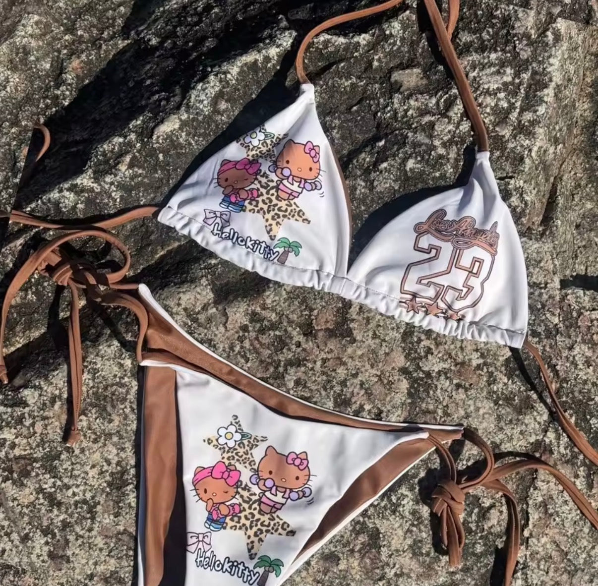 Hello Kitty Brown & White Bikini
