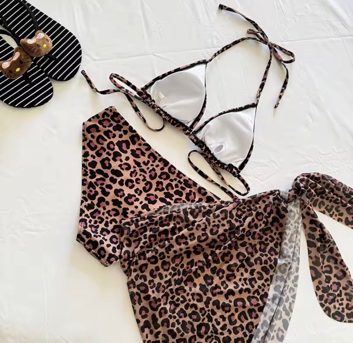 Leopard Print Hello Kitty Bikini & Sarong