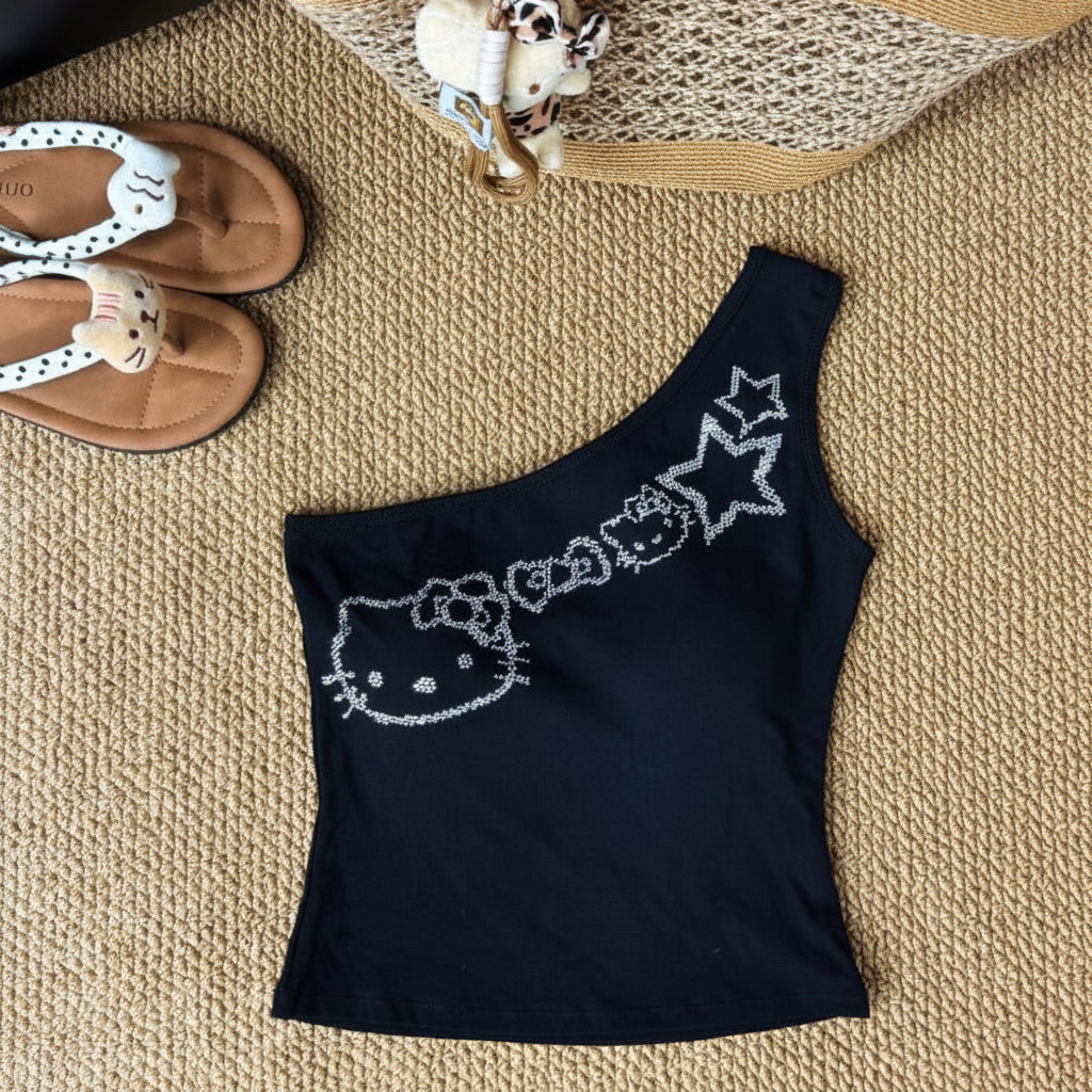 Hello Kitty One Shoulder Tank Top