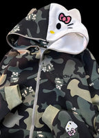 Green Hello Kitty Camouflage Hoodie