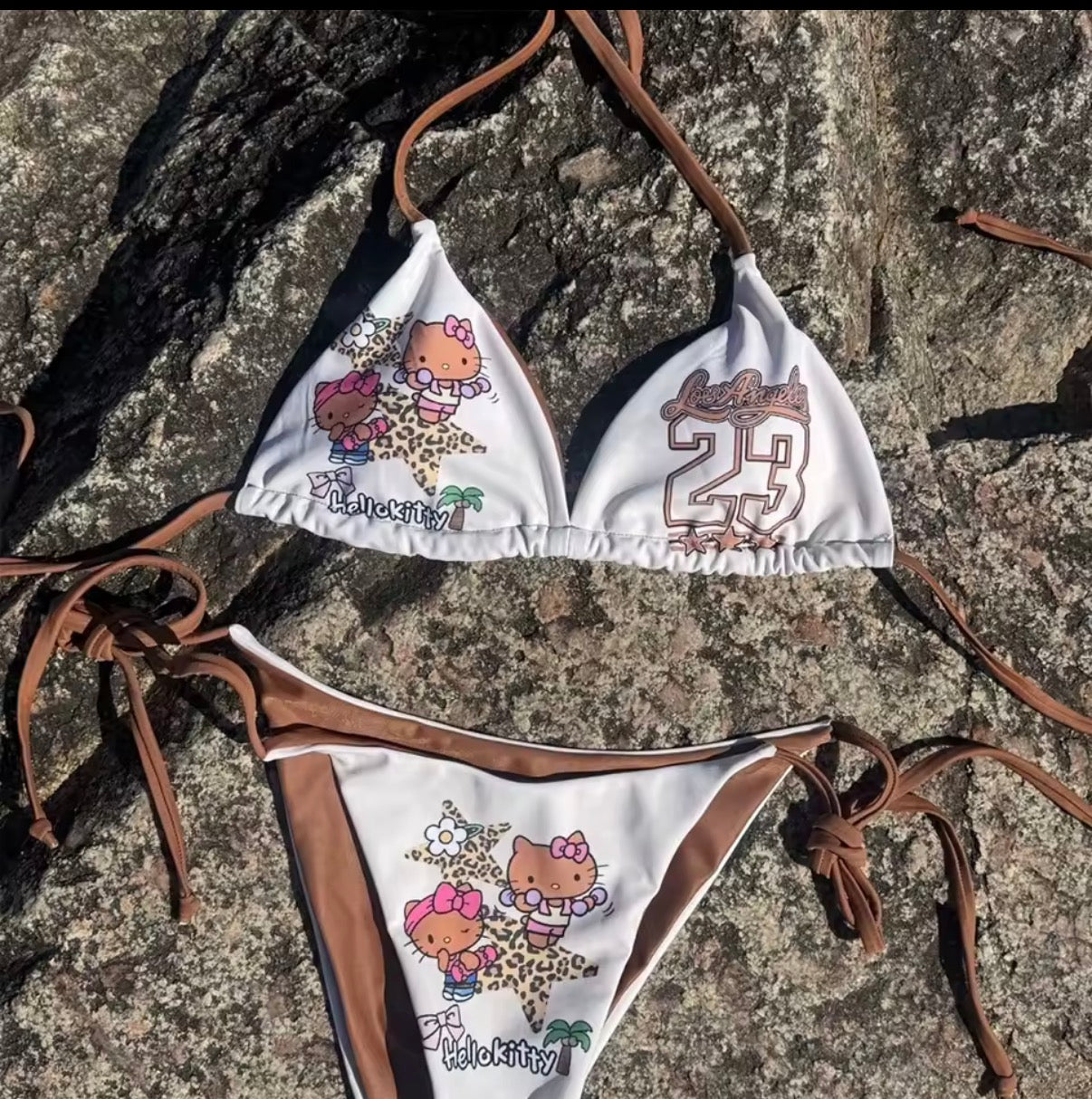 Hello Kitty Brown & White Bikini