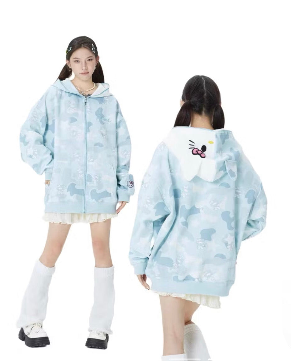 Hello Kitty Blue Camouflage Hoodie