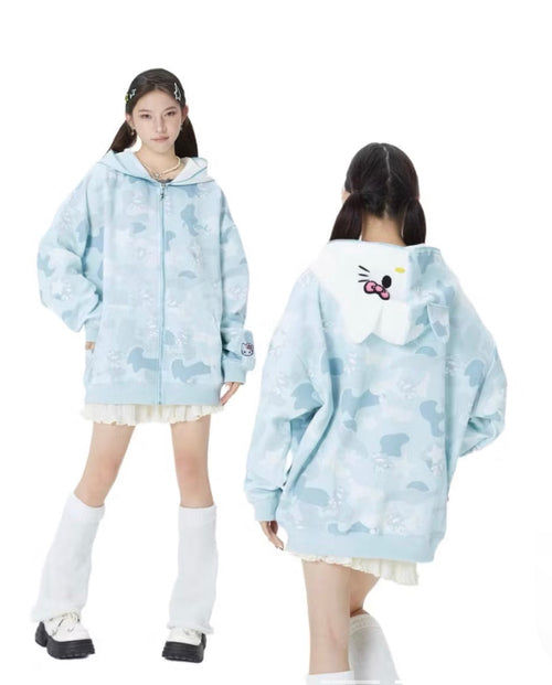 Hello Kitty Blue Camouflage Hoodie