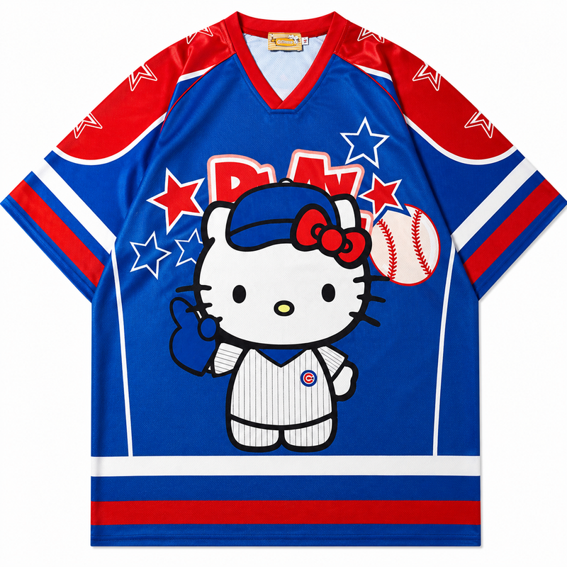 Blue Oversized Hello Kitty Jersey