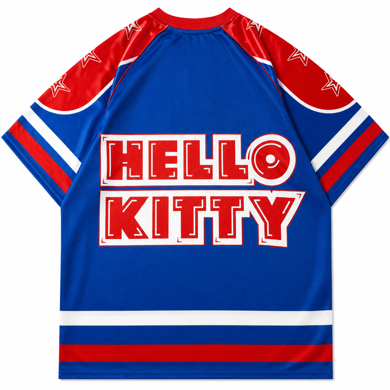 Blue Oversized Hello Kitty Jersey
