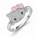 Silver Sparkly Hello Kitty Ring