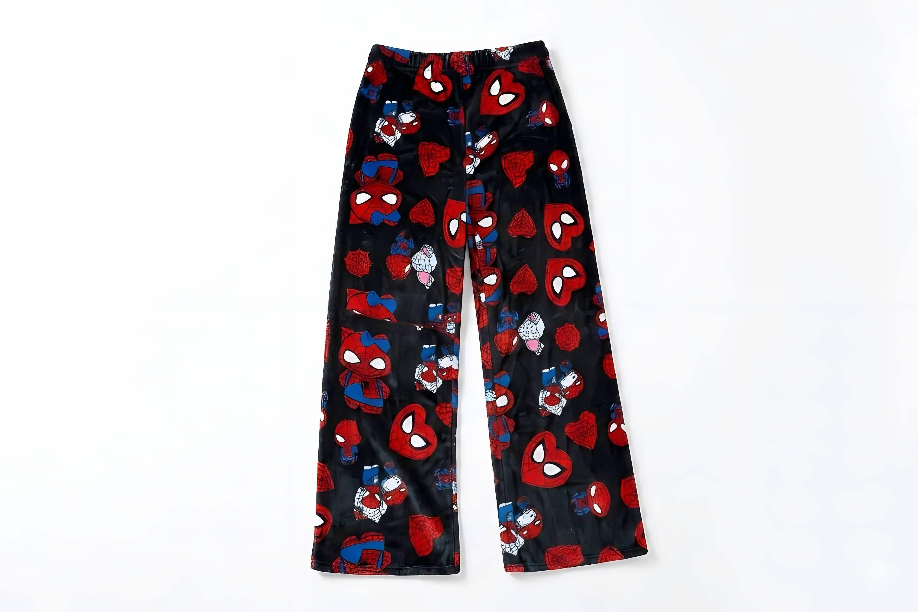 Hello kitty and spiderman black pyjama pants