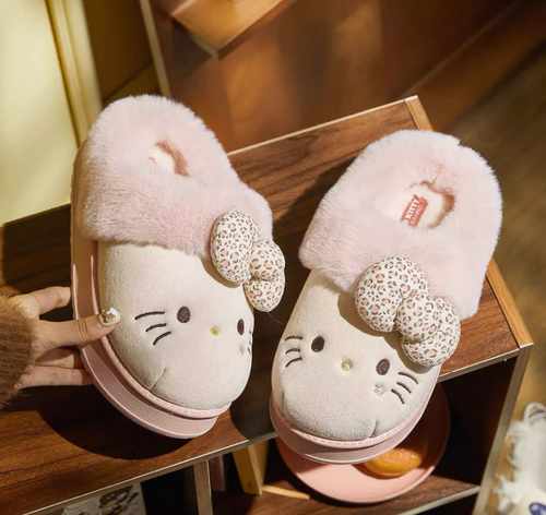 Hello Kitty Fuzzy Slippers Pink