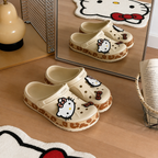 Hello Kitty Leopard Print Crocs Cream