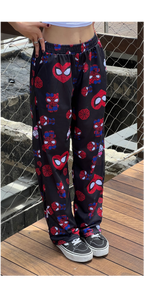 Hello kitty and spiderman black pyjama pants