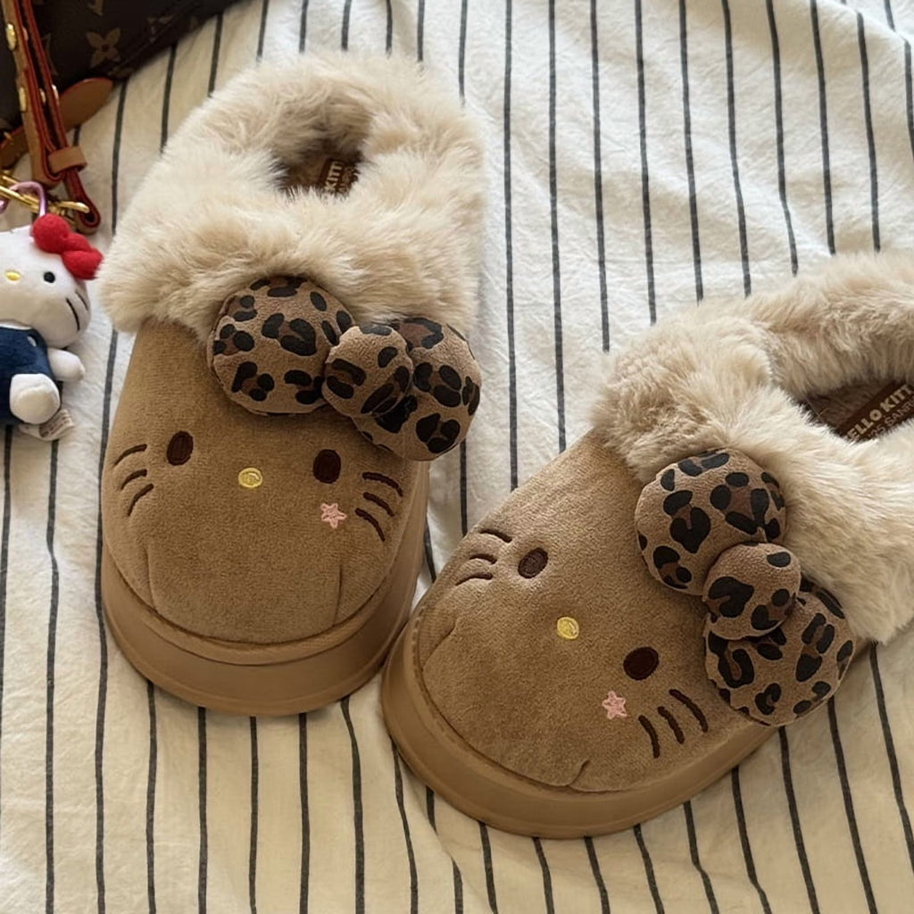 Hello Kitty Fluffy Slippers Brown