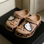 Hello Kitty Leopard Print Crocs Brown
