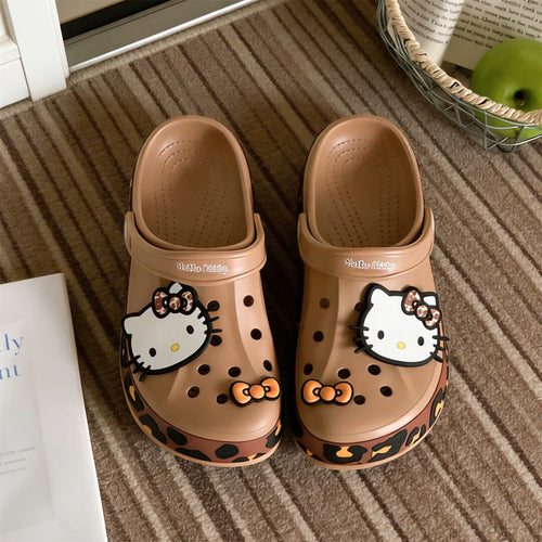 Hello Kitty Leopard Print Crocs Brown