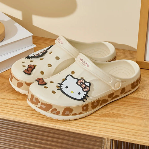Hello Kitty Leopard Print Crocs Cream