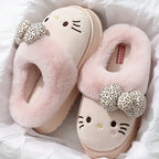 Hello Kitty Fuzzy Slippers Pink