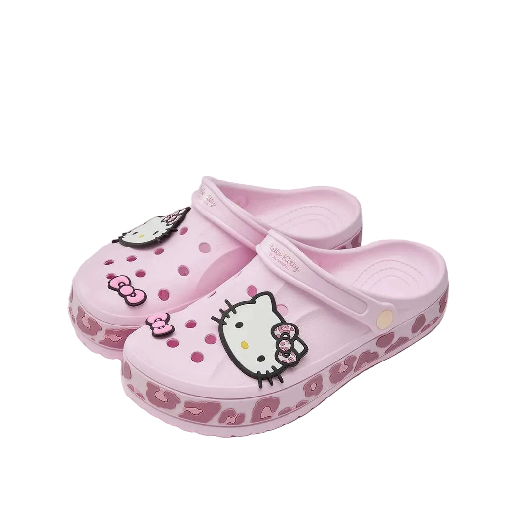 Hello Kitty Leopard Print Crocs Pink