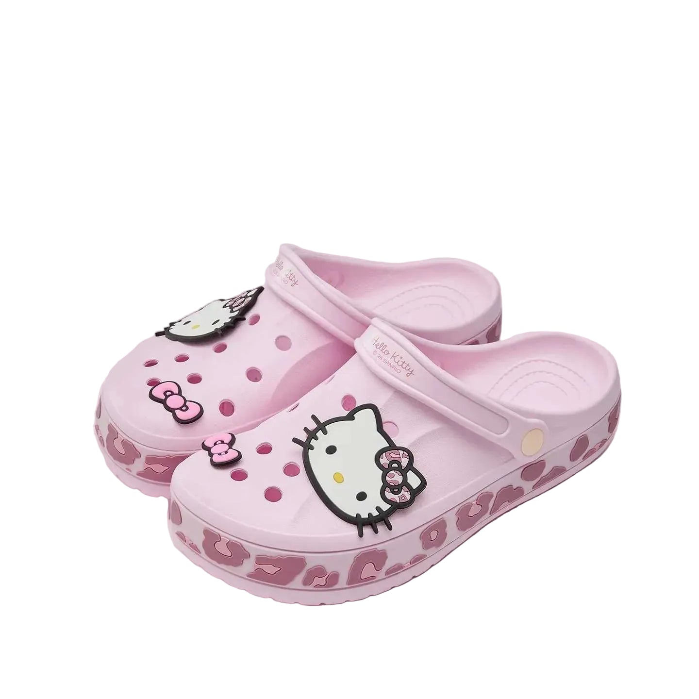 Hello Kitty Leopard Print Crocs Pink
