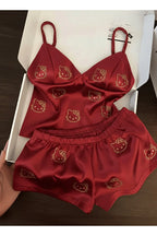 Red silk hello kitty pyjamas