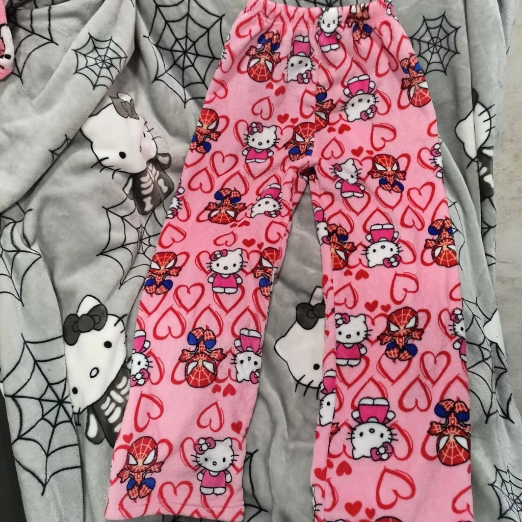hello kitty and spiderman pink pyjamas