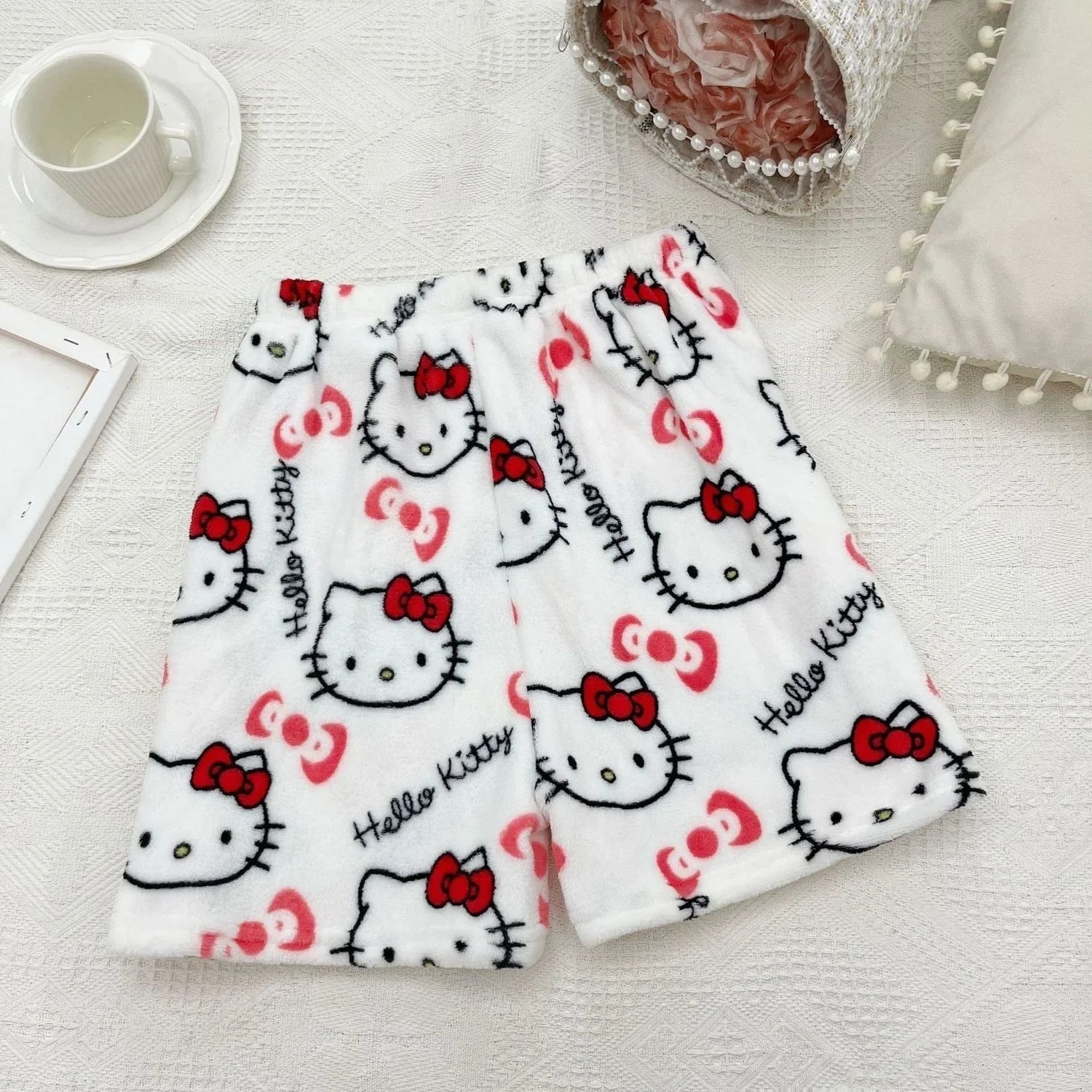 White hello kitty pyjama shorts